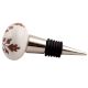 Brown Leaf Cut Flower Etched Ceramic Wine Stopper
